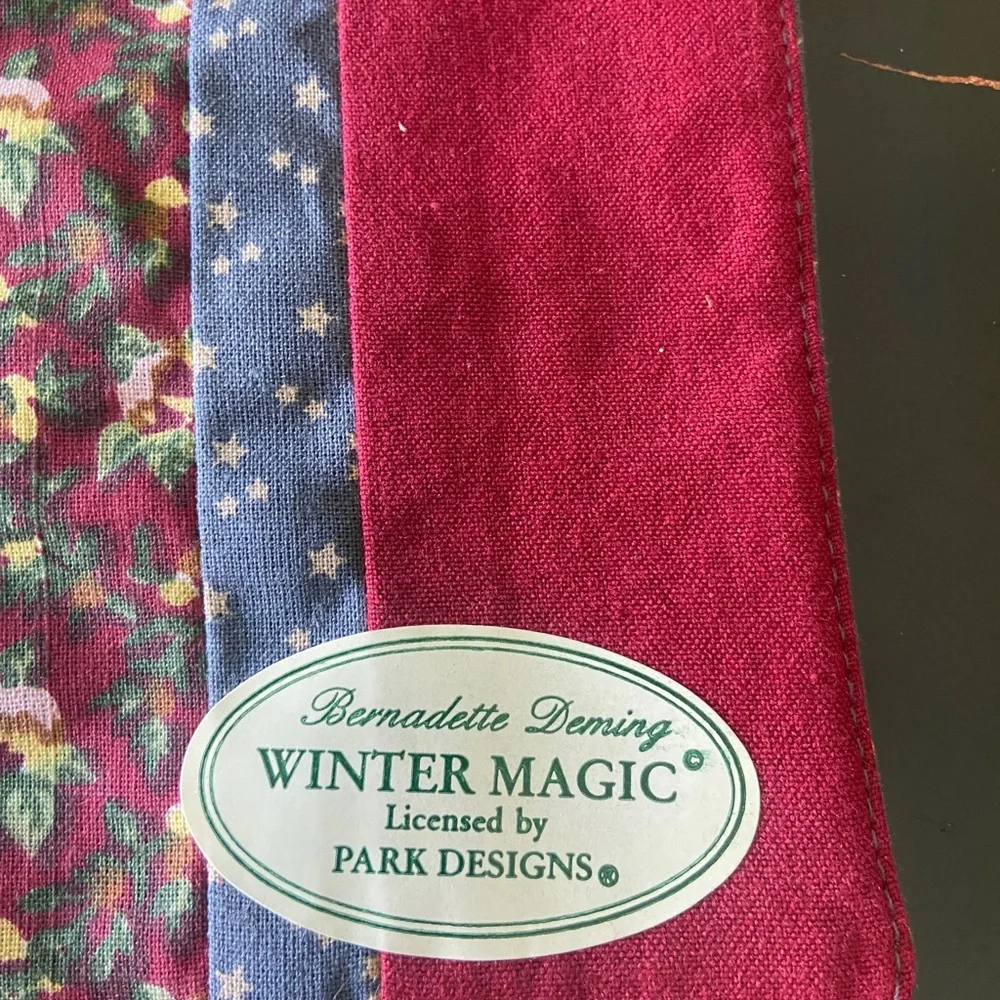 Winter Magic Red & Blue Holiday Patchwork Cloth placemats set of 4